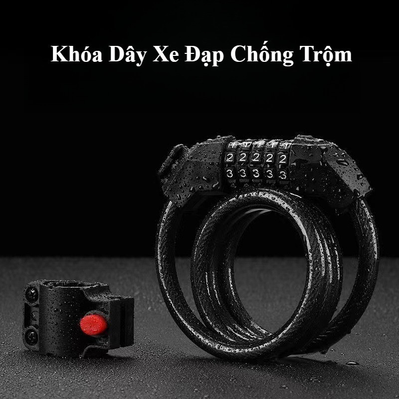 Khóa dây xe đạp xe máy chống trộm, khóa mật mã 4-5 số an toàn, chống rỉ sét tiện lợi ngoài trời