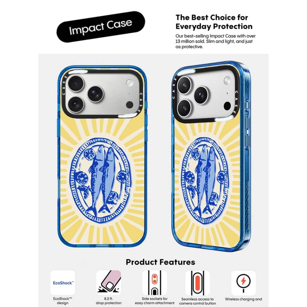 CASECASE X Đĩa Cá Muối Bầu Trời Màu Xanh Trong Suốt Cứng Hút Từ Tính Tác Động Dành Cho Apple IPhone 12 13 14 15 16 17 Pro Max Air Plus Có Hộp