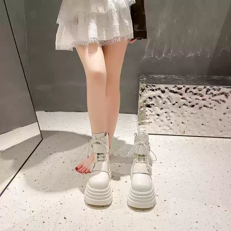 Retro Phong Cách Anh Màu Đen Đế Dày Bên Dây Kéo Ống Ngắn Martin Boots PU Thu Đông Phong Cách Mới Thời Trang Thường Ngày Ngoài Trời Mặc Chống Trơn Trượt Chống Mài Mòn Siêu Cao Gót