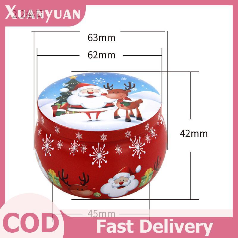 XUAN Giáng Sinh Thiếc Tròn Thiếc Kẹo Hộp Kẹo Quà Tặng Giáng Sinh Thơm Thiếc Tròn Lọ Nến VN