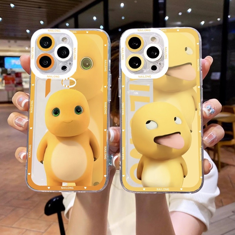 Ốp Điện Thoại NAILONG Màu Vàng Dễ Thương Cho IPhone 14 15 16 17 Pro Max 14 15 16 Plus 16e 17AIR Vỏ Mềm Trong Suốt Hoạt Hình Chống Rơi TPU Xu Hướng Thương Hiệu Chống Sốc