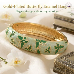 Vòng tay bướm tráng men Cloisonne Vintage - Có thể điều chỉnh nhẹ cho nữ