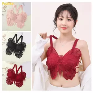 Pealike Nữ Strappy Backless Ống Quần Lót Đệm Áo Ngực Bướm Ren Bustier Đồ Lót Bralette Màu Trơn Thân Thiết