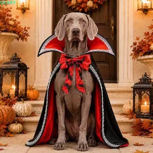 QEARY Chó Halloween Cape, Cổ Mềm Mại Thú Cưng Bát Áo Choàng, Trang Phục Hóa Trang Cho Chó Con Hai Kích Cỡ Nhẹ Hai Màu Mèo Phù Thủy Áo choàng Ảnh Đạo Cụ