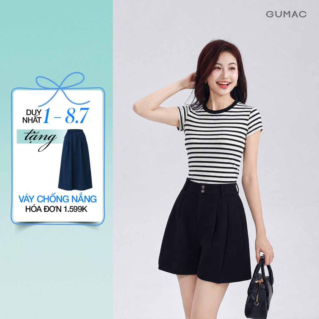 Áo Thun Nữ GUMAC Form Slim Cổ Tròn Tay Ngắn Phù Hợp Mặc Hằng Ngày Thanh Lịch Và Hiện Đại LATG05050
