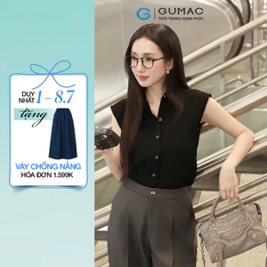 Áo kiểu nữ dáng suông GUMAC vai có đệm mỏng rã đô thân trước và thân sau AF01048