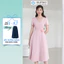 Đầm nữ GUMAC A xòe cổ tim đính hoa hồng tím nữ GUMAC tính thanh lịch DE03017