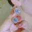 PNPIA- Bông tai hình tròn nhỏ tinh tế dành cho nữ Thời trang bé gái Tai Zircon sáng bóng Bule Phụ kiện trang sức đa năng đơn giản Quà tặng