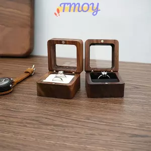 TMOY Hộp Trang Sức Quả óc chó Gỗ Chắc Chắn Nhẫn Cưới Hộp Nhỏ Trang Sức Bảo Quản Đầu Để Tìm Kiếm Hôn Nhân Nhẫn Kim Cương TMOY