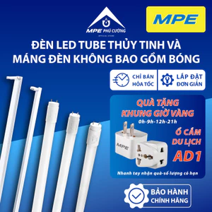 MPE - Đèn led tuýp thủy tinh và máng đèn không bao gồm bóng, bóng đèn tuýp