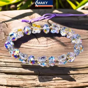 MAKY Thời Trang Bướm Quyến Rũ Pha Lê Co Giãn Đính Hạt Vòng Tay Dây Đàn Hồi Nữ Tính Khí Vòng Tay & Lắc Tay Quyến Rũ Bohemian Trang Sức VN