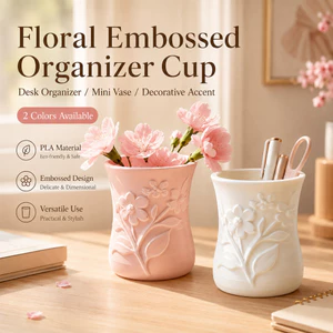 Ống đựng bút hoa nổi bóng đẹp hộp cắm cọ trang điểm bình hoa nhỏ decor bàn học phòng ngủ văn phòng quà tặng xinh góc bàn