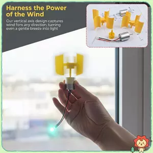 Máy phát điện tuabin gió Mini DIY Kit Chất liệu an toàn Động cơ LED des F5 có thể tháo rời cho trẻ em từ 8 tuổi trở lên Thí nghiệm khoa học