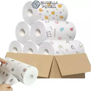 FANIELLAPOWELL 1 Cuộn / 400 Tờ Khăn lau bát đĩa một lần, Khăn lau nhà lười dùng một lần khô dày ướt, Khăn lau nhà bếp bằng vải không dệt có thể giặt được
