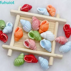FUHUIOT 10 Cái / bộ Hạt Vỏ Conch, Hoạt Hình Nhiều Màu Sắc Conch Miếng Đệm Rời Hạt, Thời Trang Dễ Thương Thủ Công Thủ Công 3D Trang Sức Làm Chất Liệu DIY Phụ Kiện