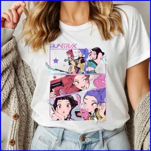 GN K-Pop Demon Hunters áo thun cotton dày HUNTR / X Rumi Mira Zoey áo thun anime tay ngắn NG