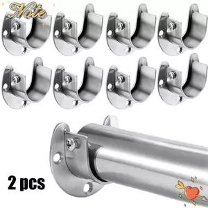 NOTE1 2 Ghế Mặt bích, Dày có ốc vít Giá đỡ ống tròn, Giá đỡ thanh tủ quần áo chống mài mòn bằng thép không gỉ bền