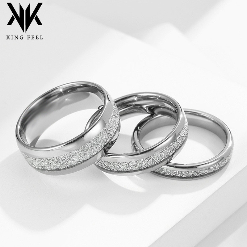 Phong Cách Trung Tính 468mm Thép Vonfram Dây Đá Nhẫn Cưới Đính Hôn Cặp Đôi Vàng Vonfram Cặp Đôi Nhẫn Tay Trang Sức