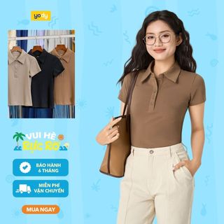 [SALE OFF] Áo polo nữ nẹp bốn cúc YODY vải mềm mại co giãn 4 chiều WCPO25S106