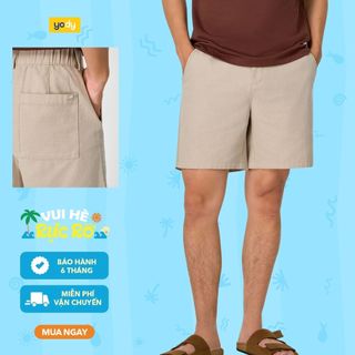 Quần short jean nam YODY cạp cao phối cúc, form regular, chất co giãn thoải mái MCJS25S028