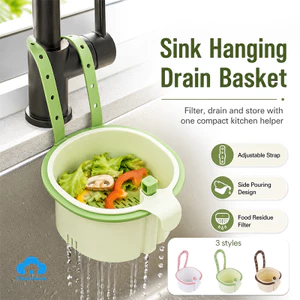 🌤️COD🌤️Rổ Treo Bồn Rửa Đa Năng Lọc Rác Thức Ăn, giỏ thoát nước nhanh Có Nút Nhấn