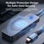 Exhila USB A và C Host Hub USB 3 2 10Gbps Bộ chia dữ liệu 4 chiều Vỏ kim loại màu xám và cáp vải cho khu vực bàn làm việc văn phòng