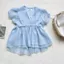 Áo babydoll cổ V voan tơ 2 tầng bèo, áo kiểu tay bồng M8118444 - - Hieuvy Botique