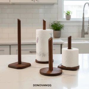 Giá đựng khăn giấy DONOVANQQ, Giá đựng giấy cuộn dọc tiết kiệm không gian bằng gỗ, Kệ bọc nhựa chống trượt cổ điển sáng tạo cho gia đình
