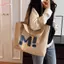 HFSHY Túi Tote Canvas Màu Be In Chữ Dung Tích Lớn Bền Có Thể Giặt Được Cho Học Sinh Schoolmute Tạp Hóa Mua Sắm VN