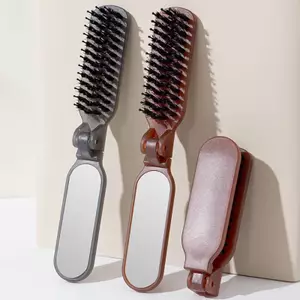 Bàn chải tóc lông Mane có thể gập lại Portableb có gương Nhà thơ Massage du lịch có thể gập lại Dụng cụ tạo kiểu tóc Salon Quà tặng