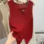 MAKY Mùa Hè Hàn Quốc Cotton Và Vải Lanh Thời Trang Màu Trơn Rời V-Ne Vest Dành Cho Nữ VN