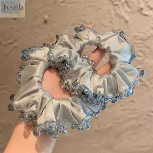 Dây buộc tóc JVSUB Satin, Dây buộc tóc pha lê sang trọng được trang trí, Dây buộc tóc đàn hồi cao thời trang Phụ kiện tóc