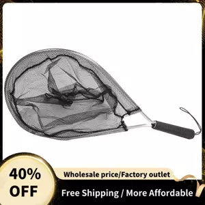 Lưới hạ cánh bằng nhôm Fly Fishing Fish Saver Nylon Lưới không nút Cá hồi Lưới cầm tay