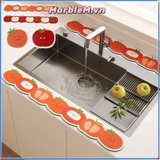 Thảm thấm bồn rửa MARBLEM, thảm thoát nước vòi mèo may mắn chống trượt 10x60cm, có thể giặt, dùng cho nhà bếp/phòng tắm