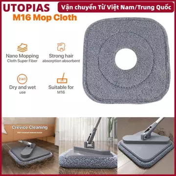 Utopias 1 Cây lau nhà tự giặt, Cây lau nhà vệ sinh gia đình có thể giặt được Thay thế vải, Cây lau nhà xoay 360 thời trang Tấm lau nhà cho cây lau nhà M16