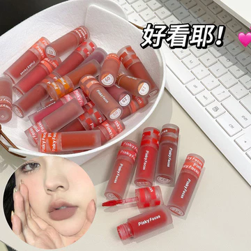 | 【his romand】 | ☚PinkyFocus PinkyFocus Matte Cream Lip Gloss 26 Màu Son Bóng Nhung Màu Rendering Son Môi Lâu Dài Son Bóng♭