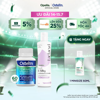 Ostelin Viên Uống Hỗ Trợ Bổ Sung Calcium & Vitamin D3 60 viên + DDVS Phụ nữ Lactacyd Soft & Silky 250ml