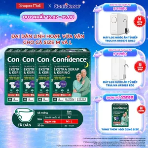 Combo 4 Tã dán ngưới lớn Confidence Thấm Hút Vượt Trội & Khô Thoáng M-L 8M/L-XL 7M
