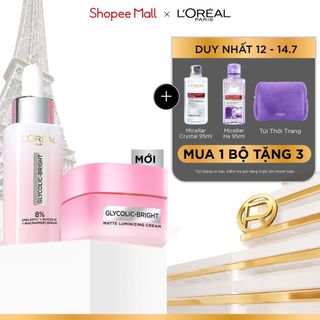 Bộ đôi serum & kem dưỡng sáng da đột phá Melasyl mờ thâm mụn, nám L'Oreal Paris Glycolic Bright 30ml, 50ml