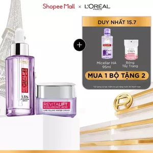 Combo chăm sóc da Serum và Kem dưỡng siêu cấp ẩm, hỗ trợ giảm nếp nhăn L'Oreal Paris Revitalift 1.5% (30ml & 50ml)