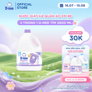 Nước giặt xả quần áo em bé 2 trong 1 D-nee Tím 2600 ML