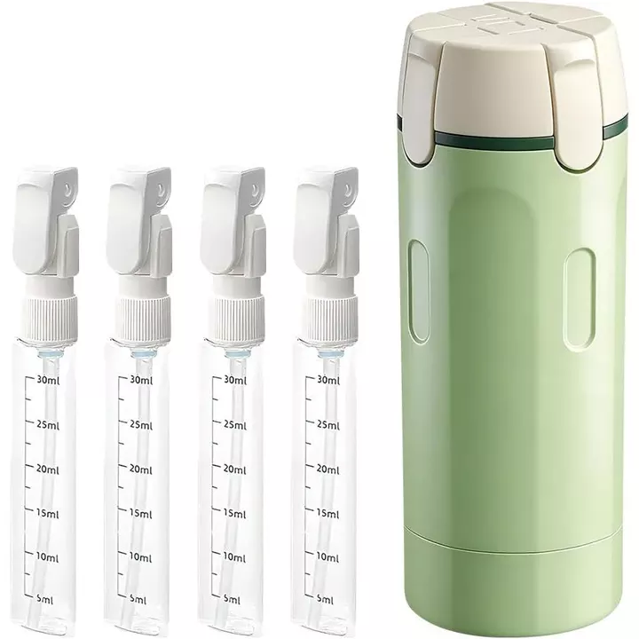 Chai đựng du lịch 4 trong 1 có thể đổ lại, Chai du lịch 30ML mới 2026 dành cho đồ dùng vệ sinh, Hộp đựng kích thước du lịch chống rò rỉ, Chai dầu gội và dầu xả (Xanh +) (Xanh lá cây)