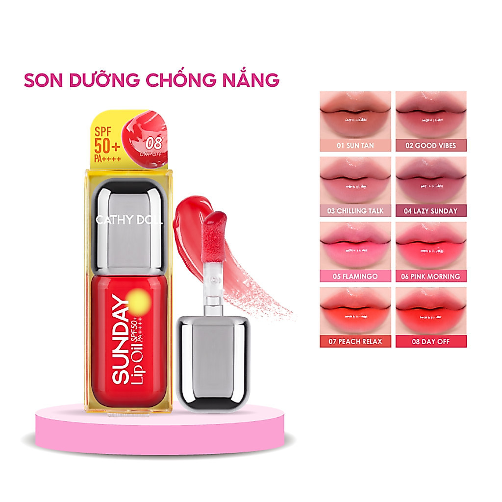 Son Dưỡng Chống Nắng Cathy Doll Sunday Lip Oil SPF50+ PA++++ Giúp Đôi Môi Luôn Rạng Rỡ 3.5g