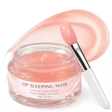 Mặt nạ môi qua đêm: Nuôi dưỡng, Mặt nạ dưỡng ẩm với bơ hạt mỡ, Axit Hyaluronic, Vitamin C, Dầu thực vật tự nhiên, Chất chống oxy hóa, Mặt nạ ngủ môi cho môi khô mọng, 0,71oz, Mẹ