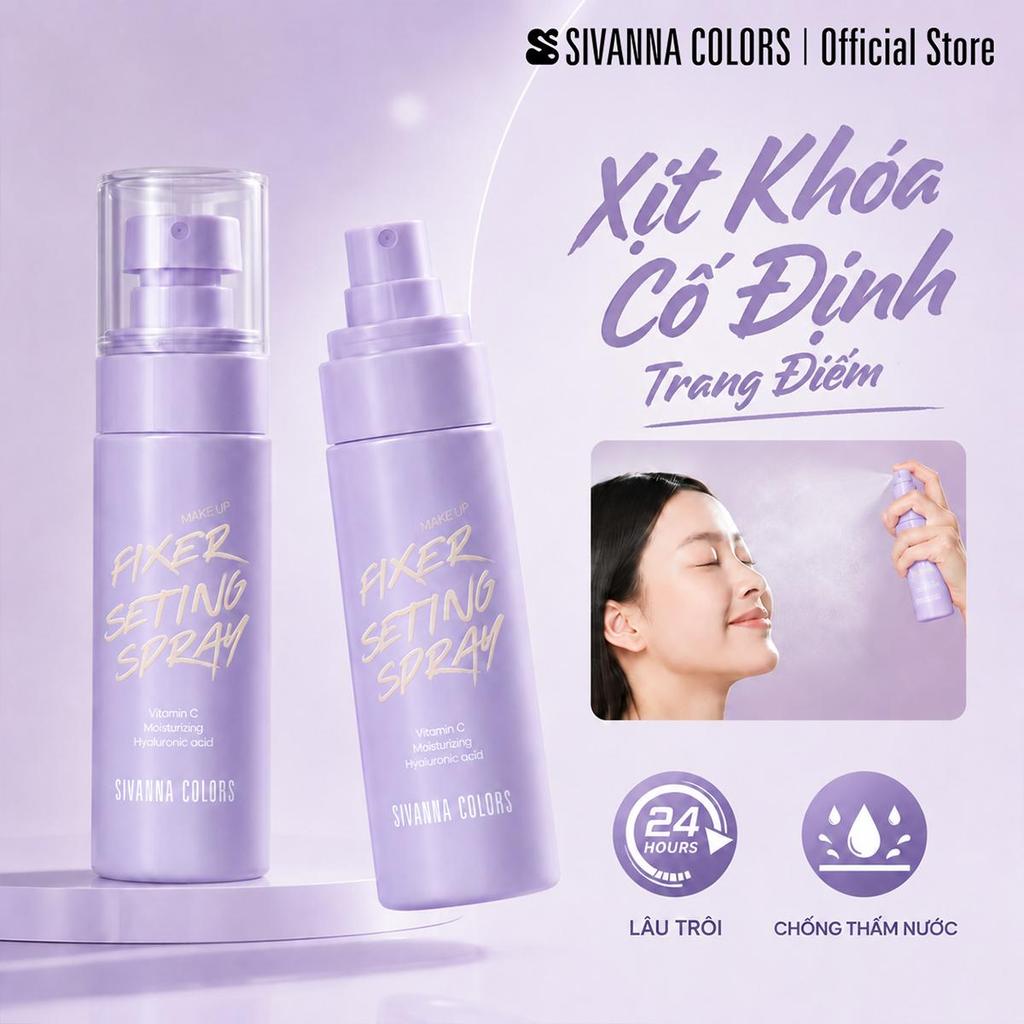 Sivanna Colors Xịt dưỡng ẩm Xịt sửa chữa Mực điều hòa Xịt dưỡng ẩm Mực dưỡng ẩm Makeup Fixer Seting Spray 60ml HF736