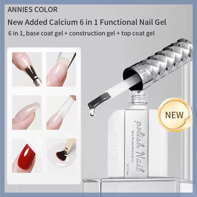 Hoàn thiện 6 trong 1 Sơn móng tay đa chức năng 12ml Sơn móng tay Xây dựng Gia cố Pha lê cường lực Mạ móng Trị liệu bằng ánh sáng Sơn Keo dán tay