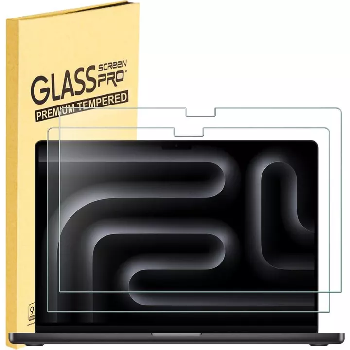 Bộ bảo vệ màn hình kính cường lực 2 gói cho MacBook Pro 16 inch (M4 / M4 Pro / M4 Max / M3 / M3 Pro / M3 Max / M2 Pro / M2 Max / M1 Pro / M1 Max) 2021-2023 Model A2485 A2780, Chống trầy xước 9H