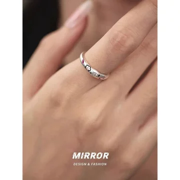nhẫn bạc nữ nhẫn bạc Bạc 925 Mờ Hồng Kim Cương Nhẫn Hoa Nữ Nhẫn Đuôi Vòng Chung Sáng Tạo 2024