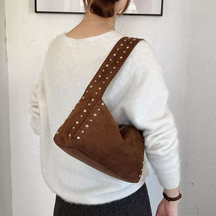 Women's Minimalist Suede Shoulder Bag – for Travel – 7