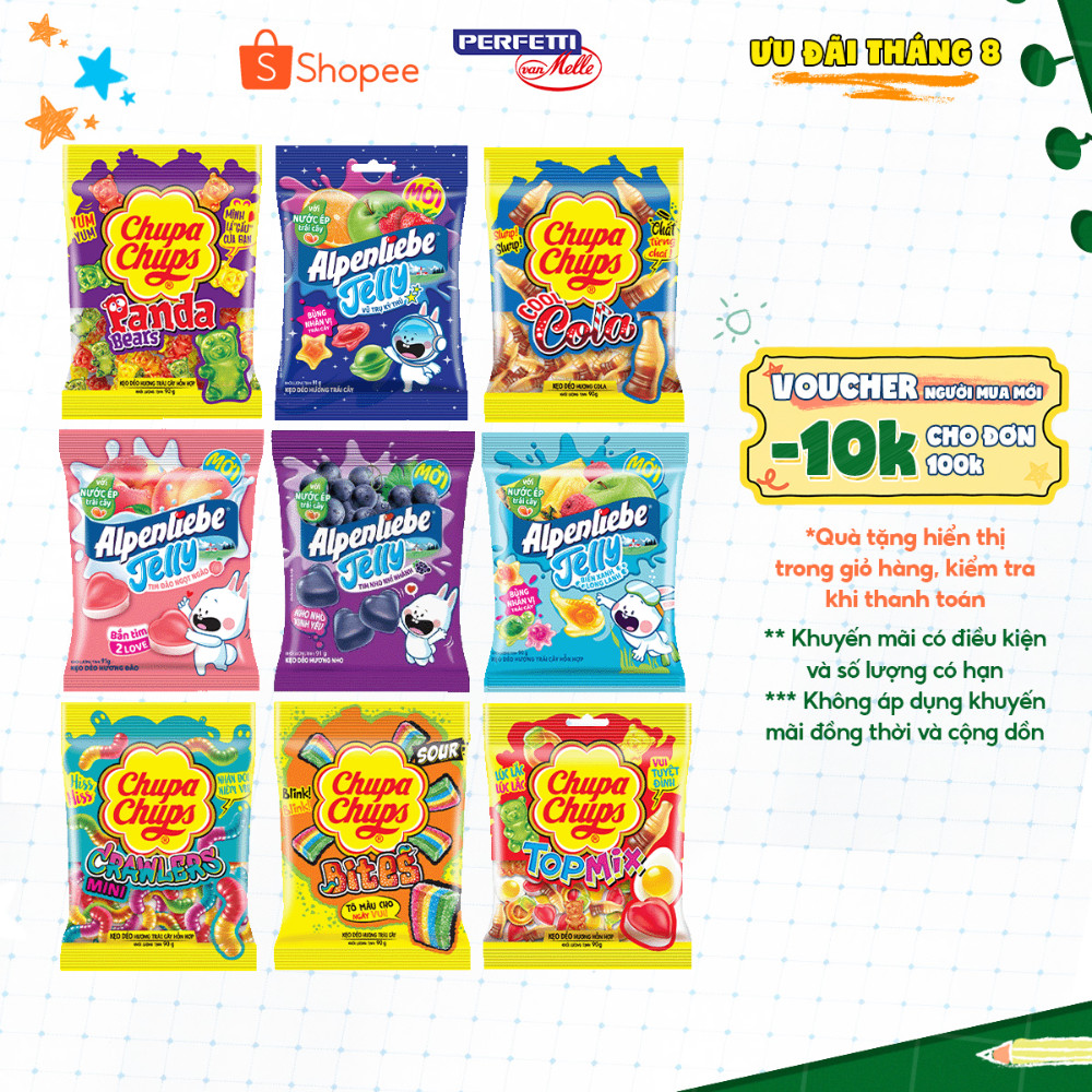 COMBO MIX vị kẹo dẻo 90g Chupa Chups và Alpenliebe